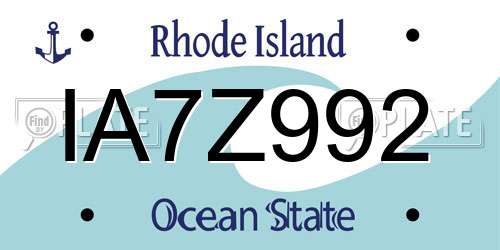 IA7Z992 Rhode Island License Plate