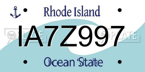 IA7Z997 Rhode Island License Plate