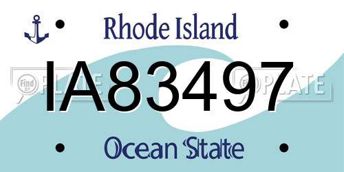IA83497 Rhode Island License Plate