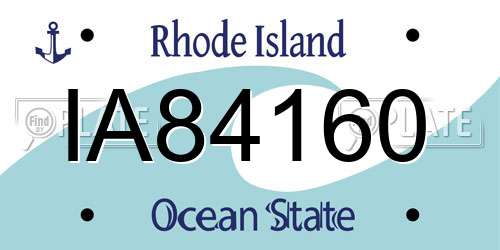 IA84160 Rhode Island License Plate