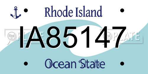 IA85147 Rhode Island License Plate