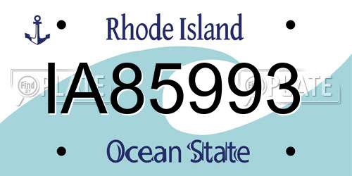 IA85993 Rhode Island License Plate