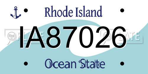 IA87026 Rhode Island License Plate