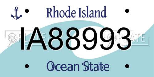 IA88993 Rhode Island License Plate