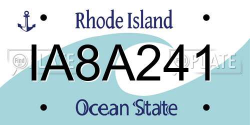 IA8A241 Rhode Island License Plate