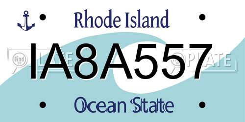 IA8A557 Rhode Island License Plate