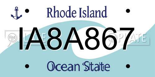 IA8A867 Rhode Island License Plate