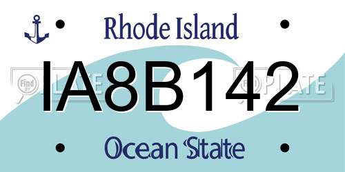 IA8B142 Rhode Island License Plate