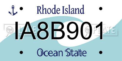 IA8B901 Rhode Island License Plate