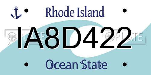 IA8D422 Rhode Island License Plate