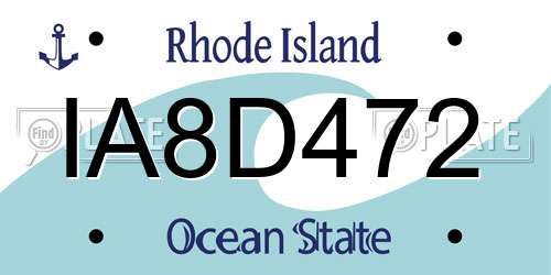 IA8D472 Rhode Island License Plate