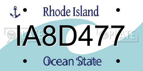IA8D477 Rhode Island License Plate