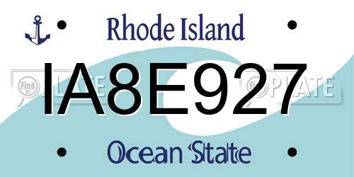 IA8E927 Rhode Island License Plate