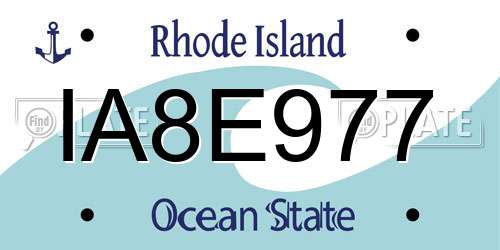 IA8E977 Rhode Island License Plate