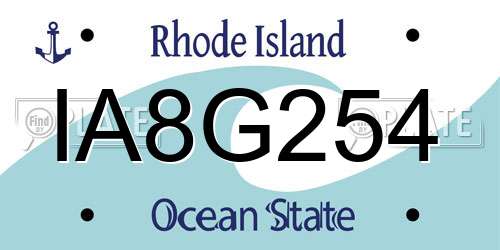 IA8G254 Rhode Island License Plate