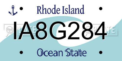 IA8G284 Rhode Island License Plate