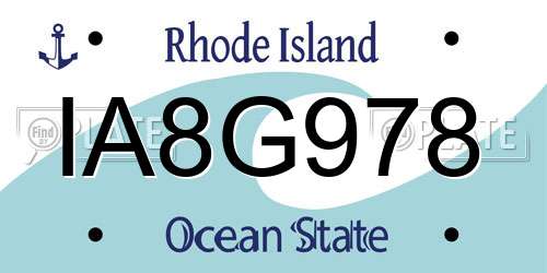 IA8G978 Rhode Island License Plate