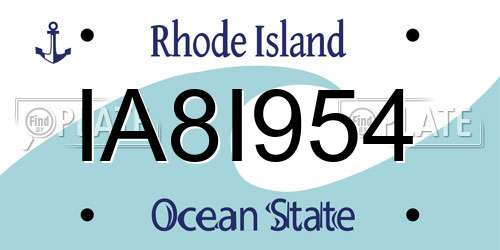 IA8I954 Rhode Island License Plate