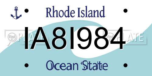IA8I984 Rhode Island License Plate