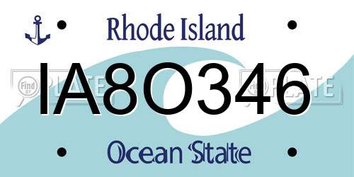 IA8O346 Rhode Island License Plate