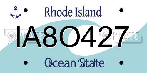 IA8O427 Rhode Island License Plate