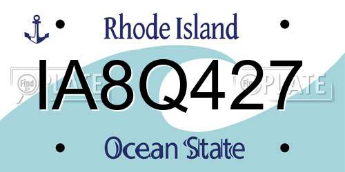 IA8Q427 Rhode Island License Plate
