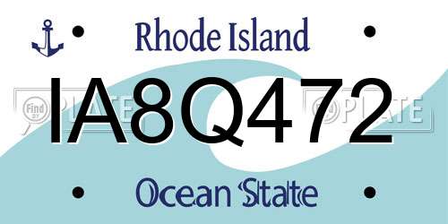 IA8Q472 Rhode Island License Plate