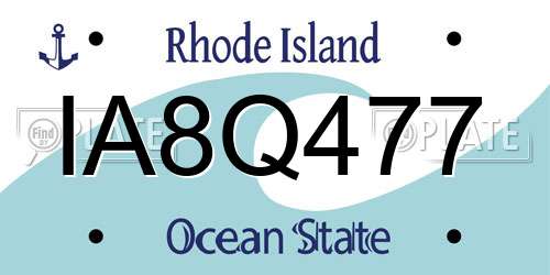 IA8Q477 Rhode Island License Plate