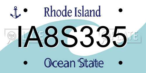 IA8S335 Rhode Island License Plate