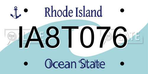IA8T076 Rhode Island License Plate