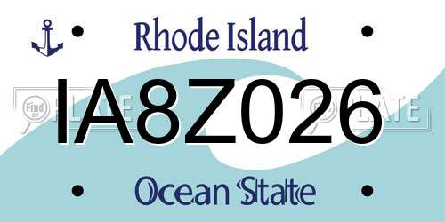 IA8Z026 Rhode Island License Plate