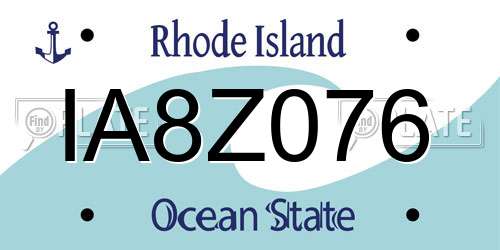 IA8Z076 Rhode Island License Plate