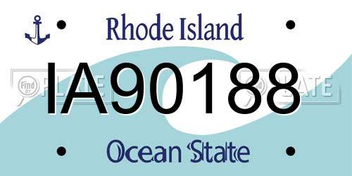 IA90188 Rhode Island License Plate