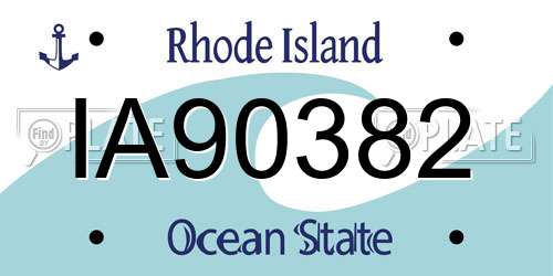 IA90382 Rhode Island License Plate