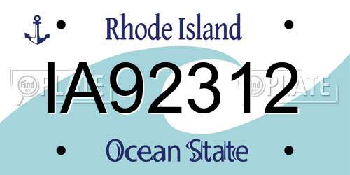 IA92312 Rhode Island License Plate