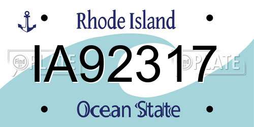 IA92317 Rhode Island License Plate