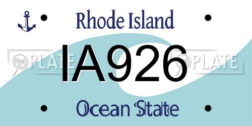IA926 Rhode Island License Plate
