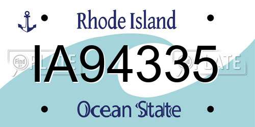 IA94335 Rhode Island License Plate