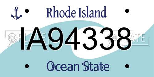 IA94338 Rhode Island License Plate