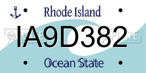 IA9D382 Rhode Island License Plate