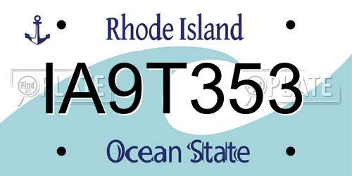 IA9T353 Rhode Island License Plate