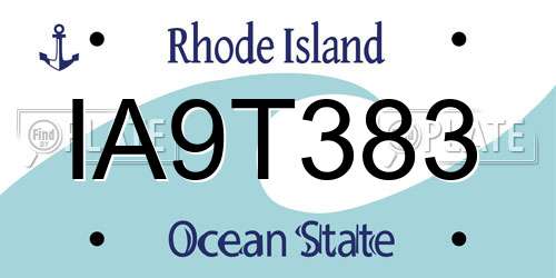 IA9T383 Rhode Island License Plate