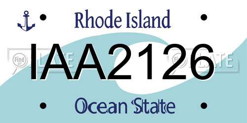IAA2126 Rhode Island License Plate