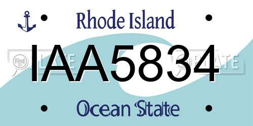 IAA5834 Rhode Island License Plate