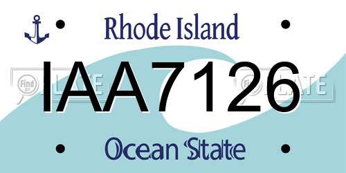IAA7126 Rhode Island License Plate