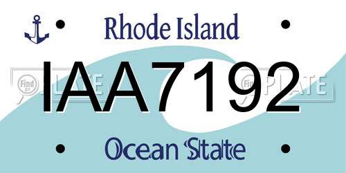 IAA7192 Rhode Island License Plate
