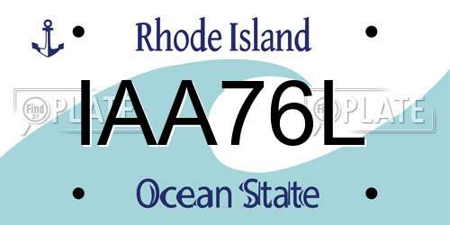 IAA76L Rhode Island License Plate