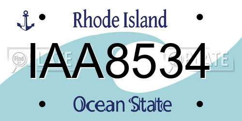 IAA8534 Rhode Island License Plate
