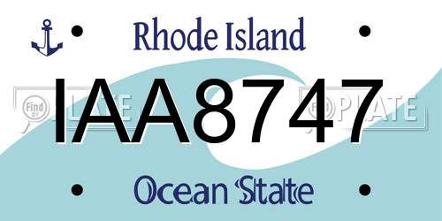 IAA8747 Rhode Island License Plate