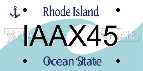 IAAX45 Rhode Island License Plate